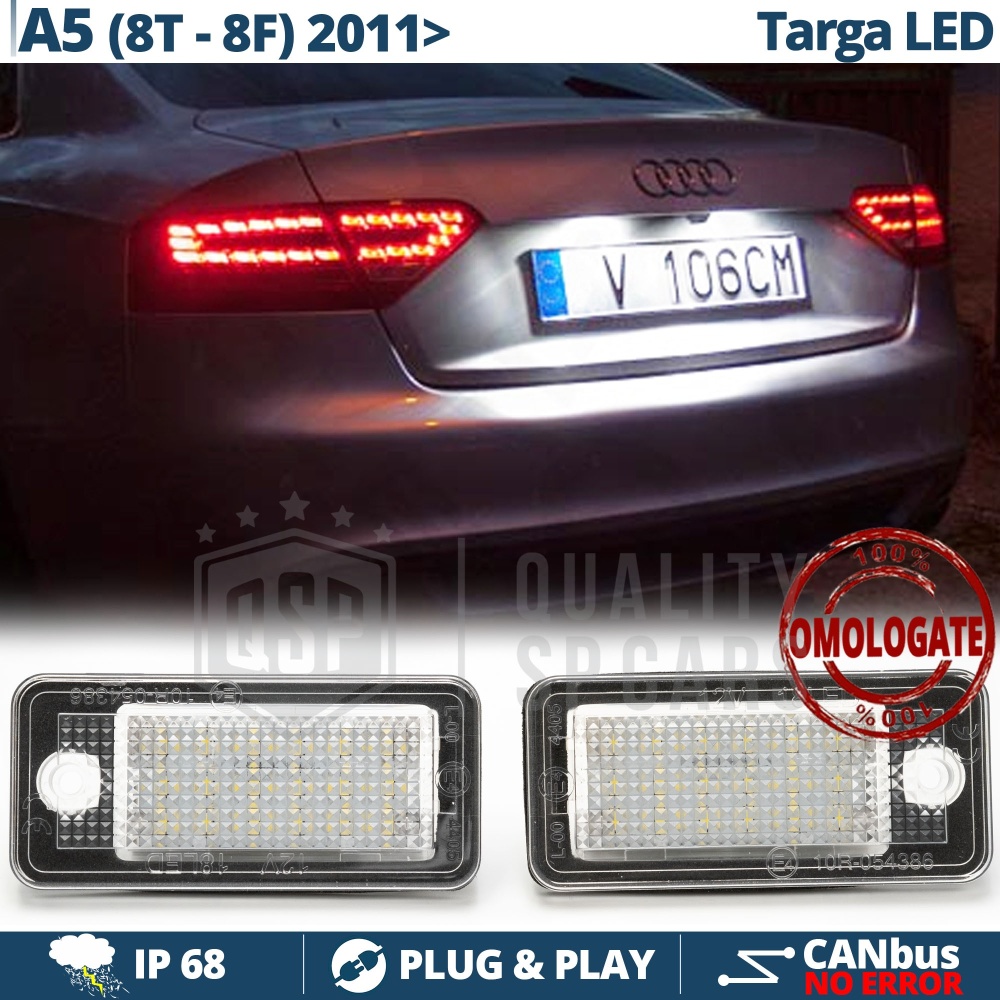 Plafoniere Luci Targa Full Led per Audi A5 8T 8F Restyling, 100% Canbus, 6.500K Bianco Ghiaccio, Plug & Play Plafoniere Luci Targa Full Led per Audi A5 8T 8F Restyling, 100% Canbus, 6.500K Bianco Ghiaccio, Plug & Play