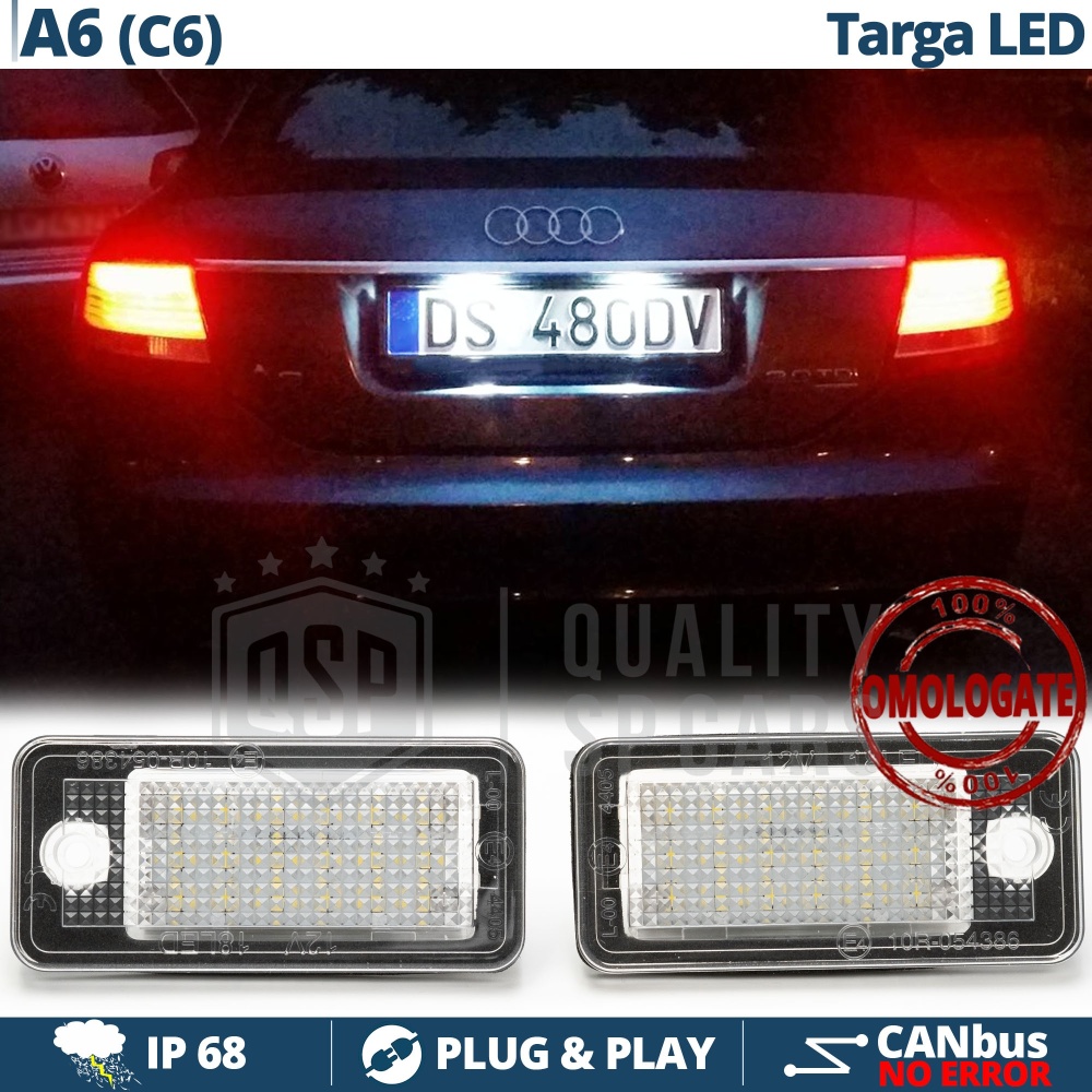 2 Luces de Matricula LED para Audi A6 C6, Canbus 6.500K Blanco Frío, Plug & Play 2 Luces de Matricula LED para Audi A6 C6, Canbus 6.500K Blanco Frío, Plug & Play