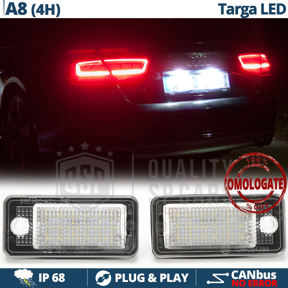 2 Luces de Matricula LED para Audi A8 4H, Canbus 6.500K Blanco Frío, Plug & Play 2 Luces de Matricula LED para Audi A8 4H, Canbus 6.500K Blanco Frío, Plug & Play