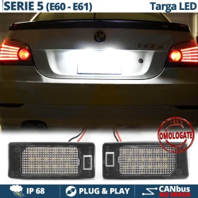 Kit Plafoniere Luci Targa Full Led per BMW Serie 5 E60 E61, 100% Canbus, 24 LED 6.500K Bianco Ghiaccio, Plug & Play