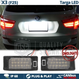 2x Plafoniere Luci Targa Full Led per BMW X3 F25 6.500K Bianco Ghiaccio, 100% Canbus, 24 LED, Plug & Play