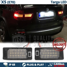 2x Plafoniere Luci Targa Full Led per BMW X5 (E70) 6.500K Bianco Ghiaccio, 100% Canbus, 24 LED, Plug & Play