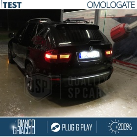 2x Plafoniere Luci Targa Full Led per BMW X5 (E70) 6.500K Bianco Ghiaccio, 100% Canbus, 24 LED, Plug & Play