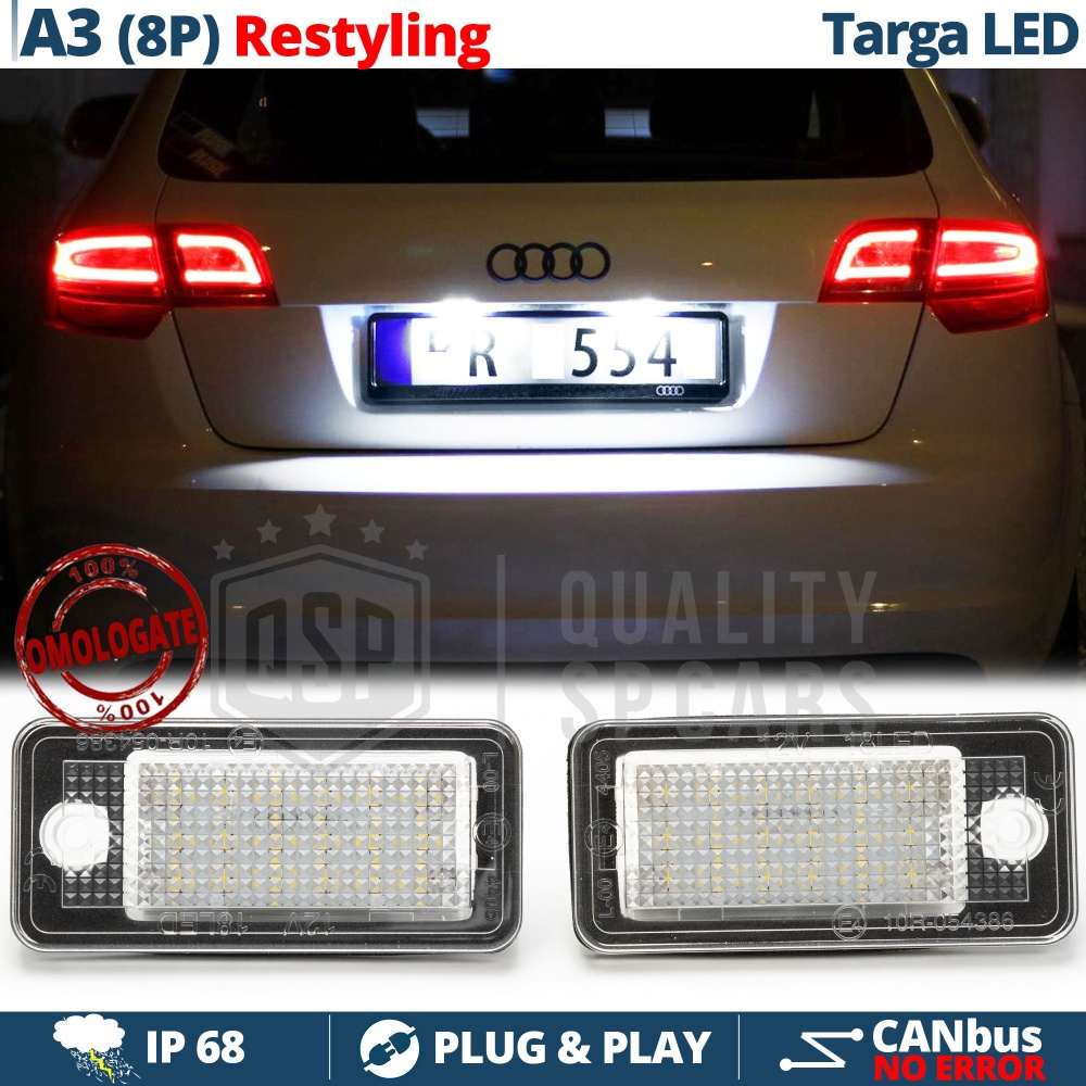 2 Luces de Matricula LED para Audi A3 8P Facelift, Canbus 6.500K Blanco Frío, Plug & Play 2 Luces de Matricula LED para Audi A3 8P Facelift, Canbus 6.500K Blanco Frío, Plug & Play