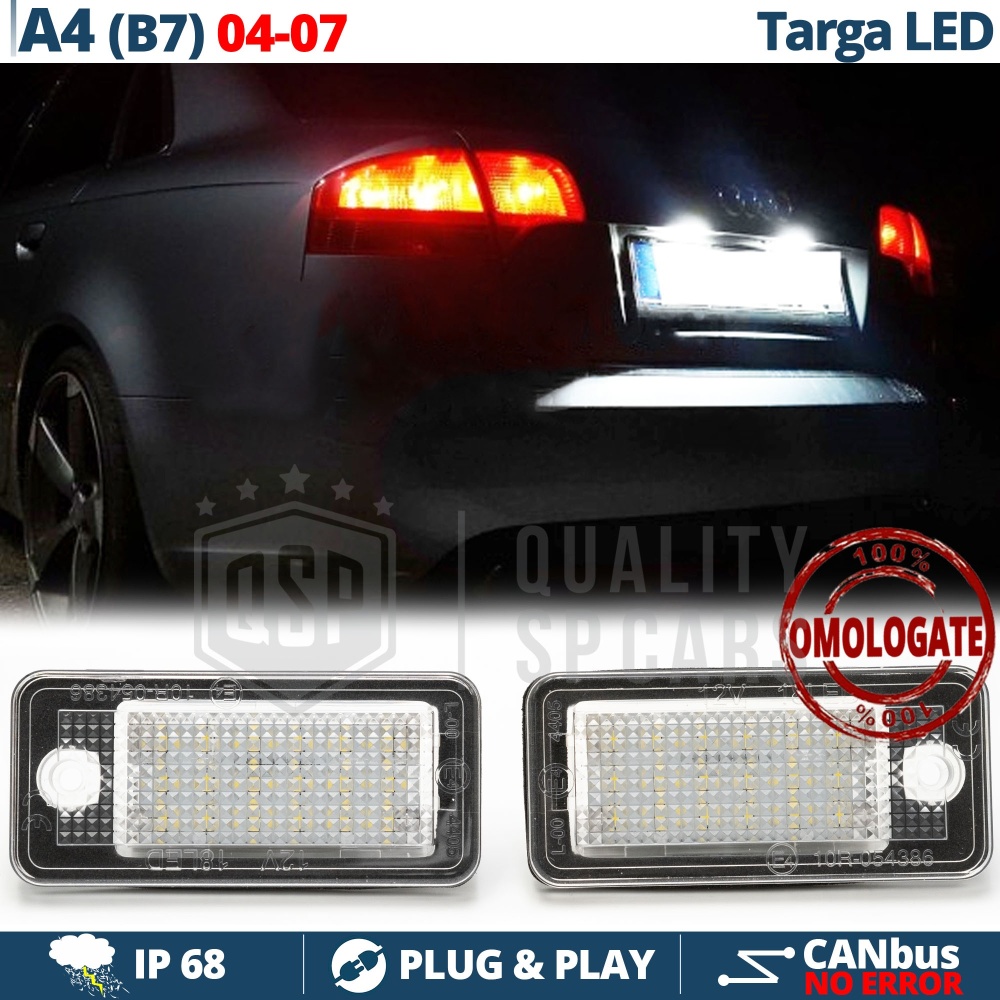 2 Luces de Matricula LED para Audi A4 B7, Canbus 6.500K Blanco Frío, Plug & Play 2 Luces de Matricula LED para Audi A4 B7, Canbus 6.500K Blanco Frío, Plug & Play