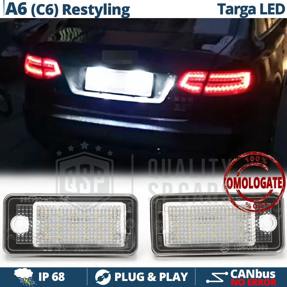 2 Luces de Matricula LED para Audi A6 C6 Facelift, Canbus 6.500K Blanco Frío, Plug & Play 2 Luces de Matricula LED para Audi A6 C6 Facelift, Canbus 6.500K Blanco Frío, Plug & Play