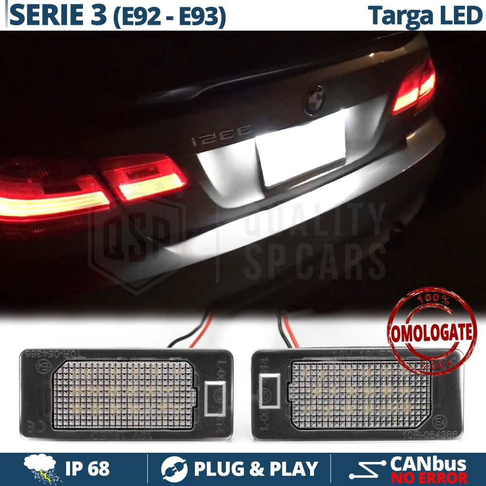 2 Luces de Matricula Led para BMW Serie 3 E92 E93 Coupé Convertible, Canbus, 24 LED 6.500K Blancio Frío, Plug & Play