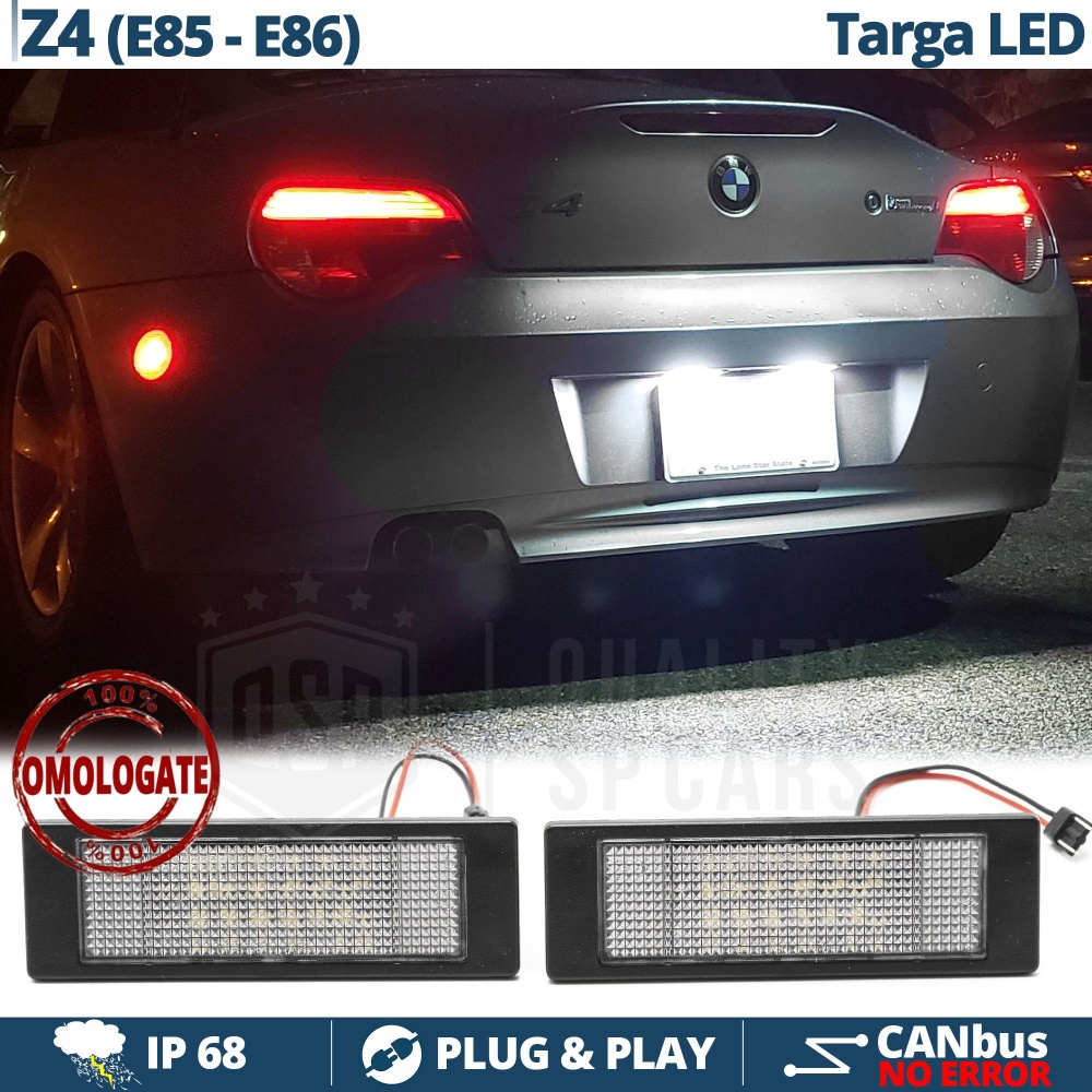 Kit Placche Luci Targa Full Led per BMW Z4 E85 E86, Canbus 6.500K Bianco Ghiaccio, Plug & Play Kit Placche Luci Targa Full Led per BMW Z4 E85 E86, Canbus 6.500K Bianco Ghiaccio, Plug & Play