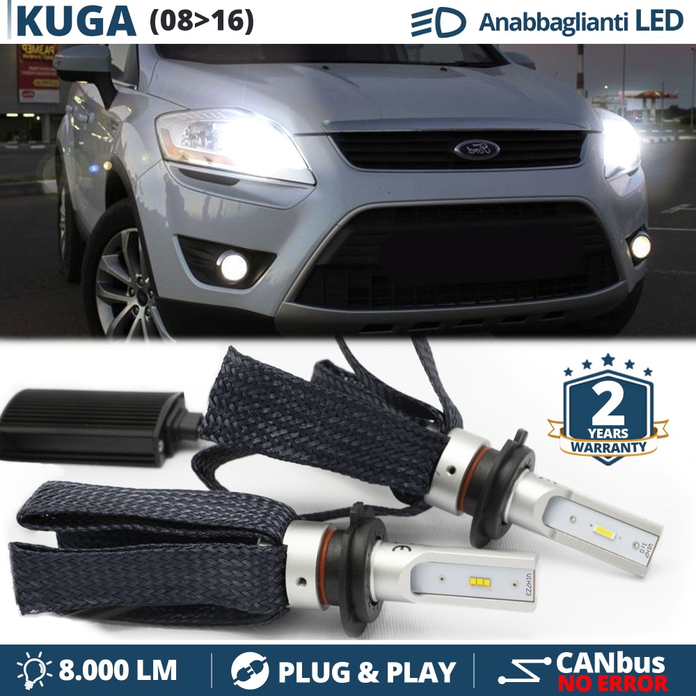 Kit LED H7 para Ford Kuga 1 Luces de Cruce CANbus | 6500K Blanco Frío 8000LM
