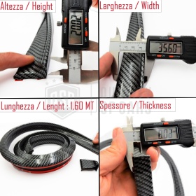 SPOILER Alerón trasero Adhesivo Compatible con DODGE, LABIO Maletero / Techo en EPDM Efecto Fibra de Carbono NEGRO flexible
