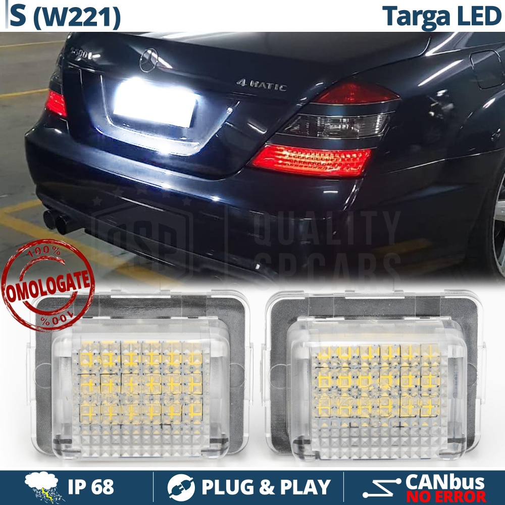 2 Luces de Matricula Led para Mercedes Clase S (W221) Canbus, 6.500k Blanco Frío, Plug & Play