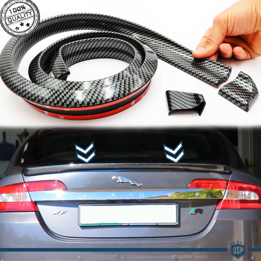 SPOILER Alerón trasero Adhesivo Compatible con JAGUAR, LABIO Maletero / Techo en EPDM Efecto Fibra de Carbono NEGRO flexible SPOILER Alerón trasero Adhesivo Compatible con JAGUAR, LABIO Maletero / Techo en EPDM Efecto Fibra de Carbono NEGRO flexible