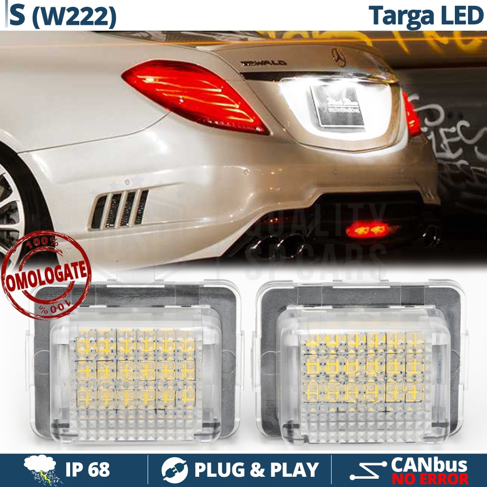 2 Plafones Luces de Matricula Led para Mercedes Clase S W222, Canbus 18 Led 6.500K, Plug & Play