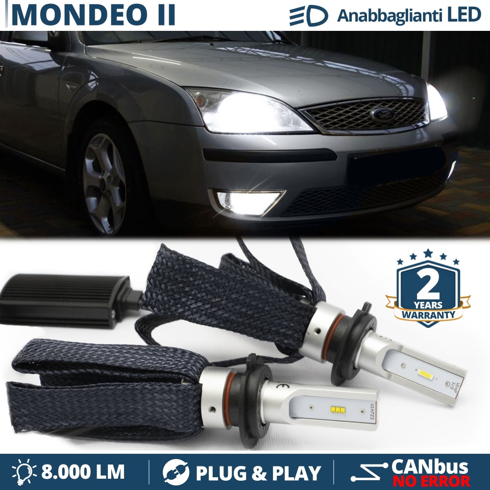 Kit LED H7 para Ford Mondeo mk3 Luces de Cruce CANbus | 6500K Blanco Frío 8000LM