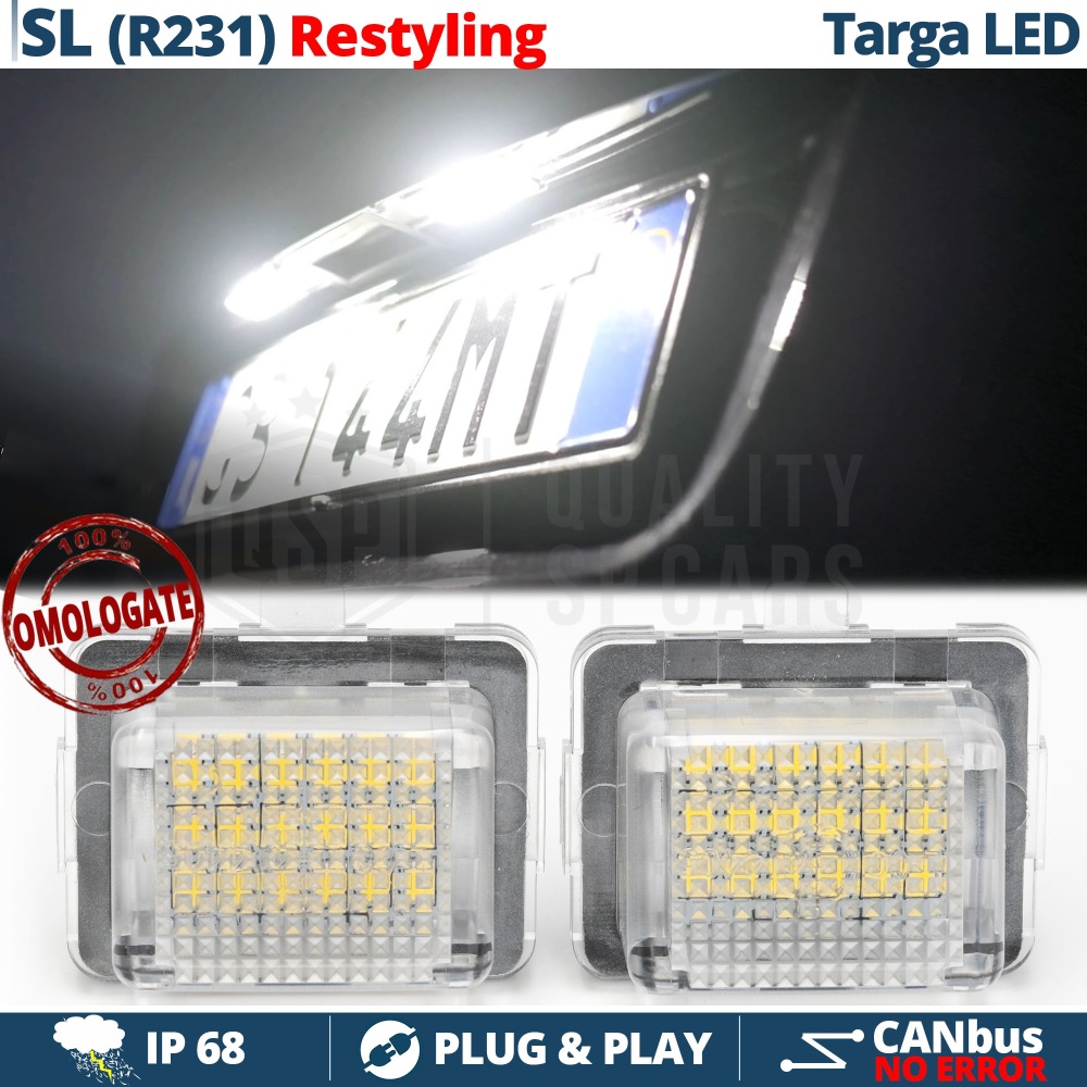 2 Luces De Matricula Led para Mercedes Clase SL (R231) Facelift, Canbus 18 Led 6.500K, Plug & Play 2 Luces De Matricula Led para Mercedes Clase SL (R231) Facelift, Canbus 18 Led 6.500K, Plug & Play