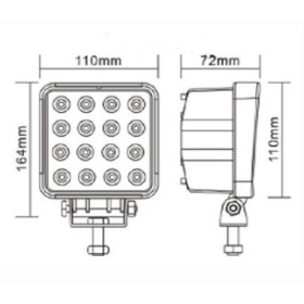 1 LUZ DE FARO ADICIONAL LED AUXILIAR AJUSTABLE COCHES TODOTERRENO 48W 6500K