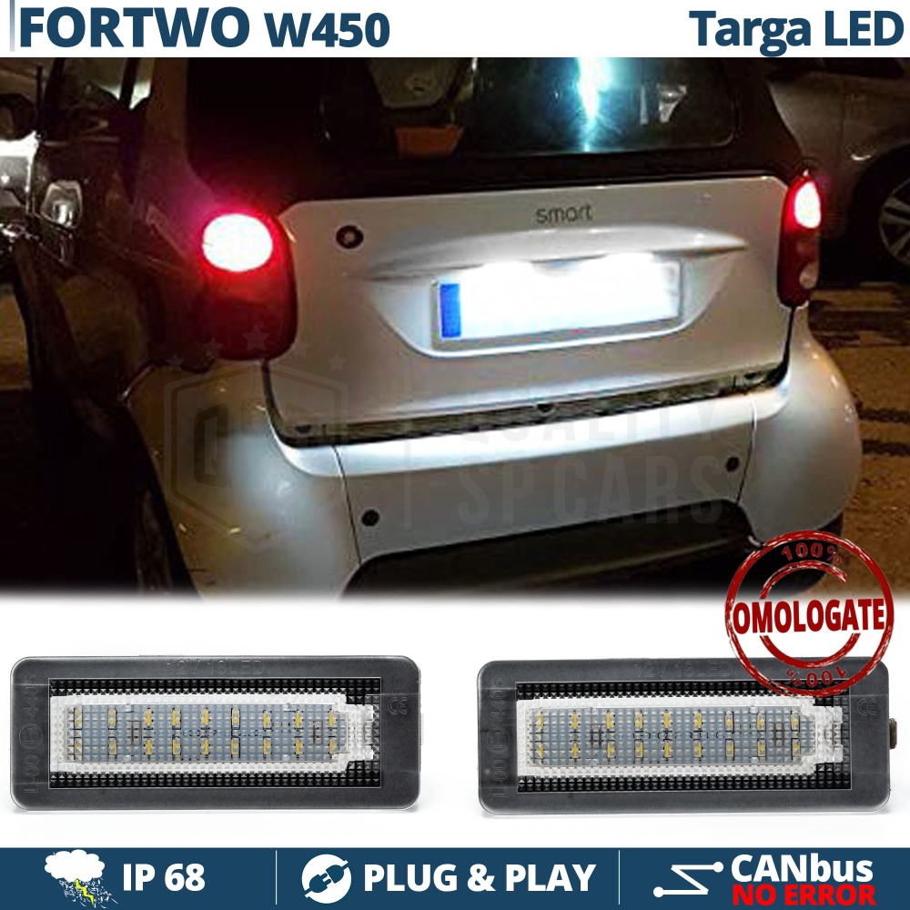 2 Luces De Matricula Led Para Smart Fortwo W450, Canbus 18 Led 6.500k Blanco Frío, Plug & Play 2 Luces De Matricula Led Para Smart Fortwo W450, Canbus 18 Led 6.500k Blanco Frío, Plug & Play