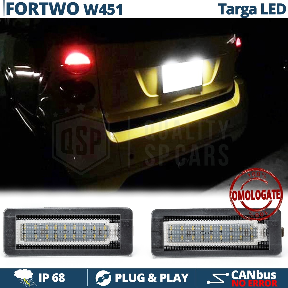 2 Luces De Matricula Led Para Smart Fortwo W451, Canbus 18 Led 6.500k Blanco Frío, Plug & Play 2 Luces De Matricula Led Para Smart Fortwo W451, Canbus 18 Led 6.500k Blanco Frío, Plug & Play