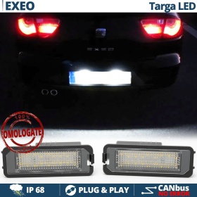 Kit Placchette Luci Targa LED per Seat Exeo, Exeo ST, 100% CANbus, 18 LED 6.500K Bianco Ghiaccio, Plug & Play