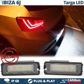 Kit Placchette Luci Targa LED per Seat Ibiza 6J (08-13), 100% CANbus, 18 LED 6.500K Bianco Ghiaccio, Plug & Play