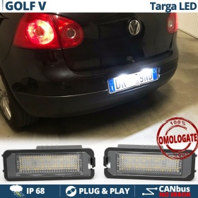 2 Luces de Matricula LED para VW Golf 5, 100% CANbus, 18 LED 6.500K Blanco Frío, Plug & Play