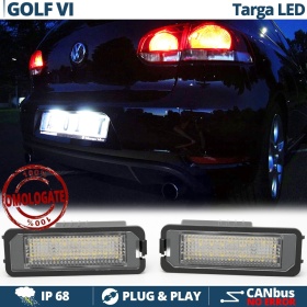 2 License Plate LED for VW Golf 6, 100% CANbus, 18 LEDS 6.500K White Ice, Plug & Play