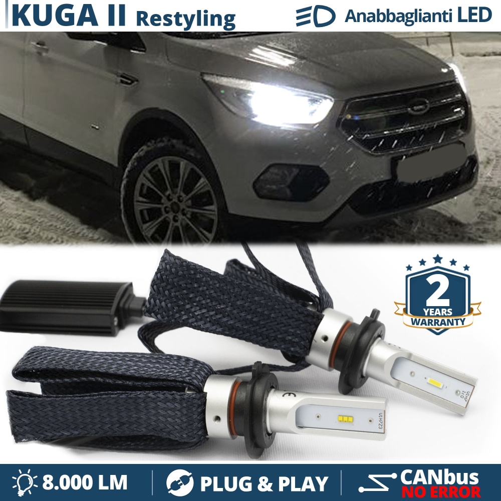 Kit LED H7 para Ford Kuga 2 Facelift Luces de Cruce CANbus | 6500K Blanco Frío 8000LM