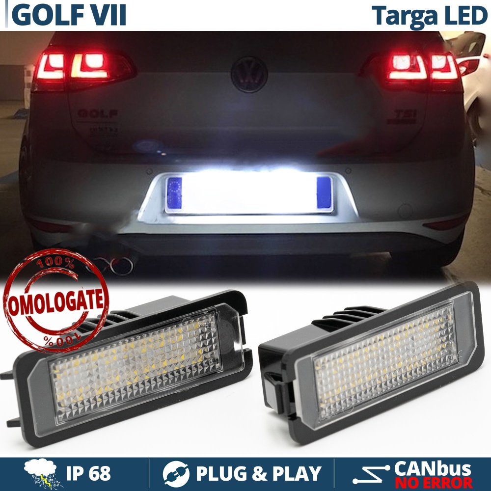 2 Luces de Matricula LED para VW Golf 7, 100% CANbus, 18 LED 6.500K Blanco Frío, Plug & Play 2 Luces de Matricula LED para VW Golf 7, 100% CANbus, 18 LED 6.500K Blanco Frío, Plug & Play