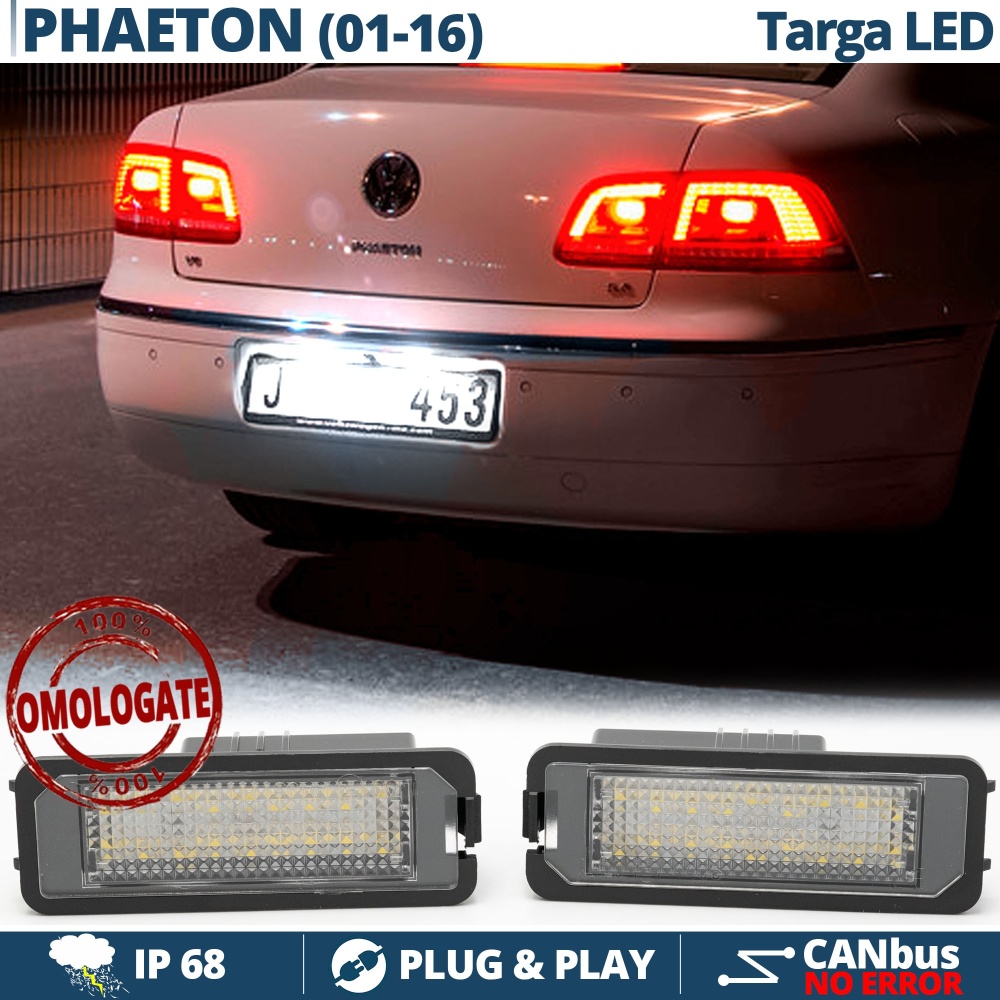 4 Luces de Matricula LED para VW Phaeton, 100% CANbus, 18 LED 6.500K Blanco Frío, Plug & Play 4 Luces de Matricula LED para VW Phaeton, 100% CANbus, 18 LED 6.500K Blanco Frío, Plug & Play