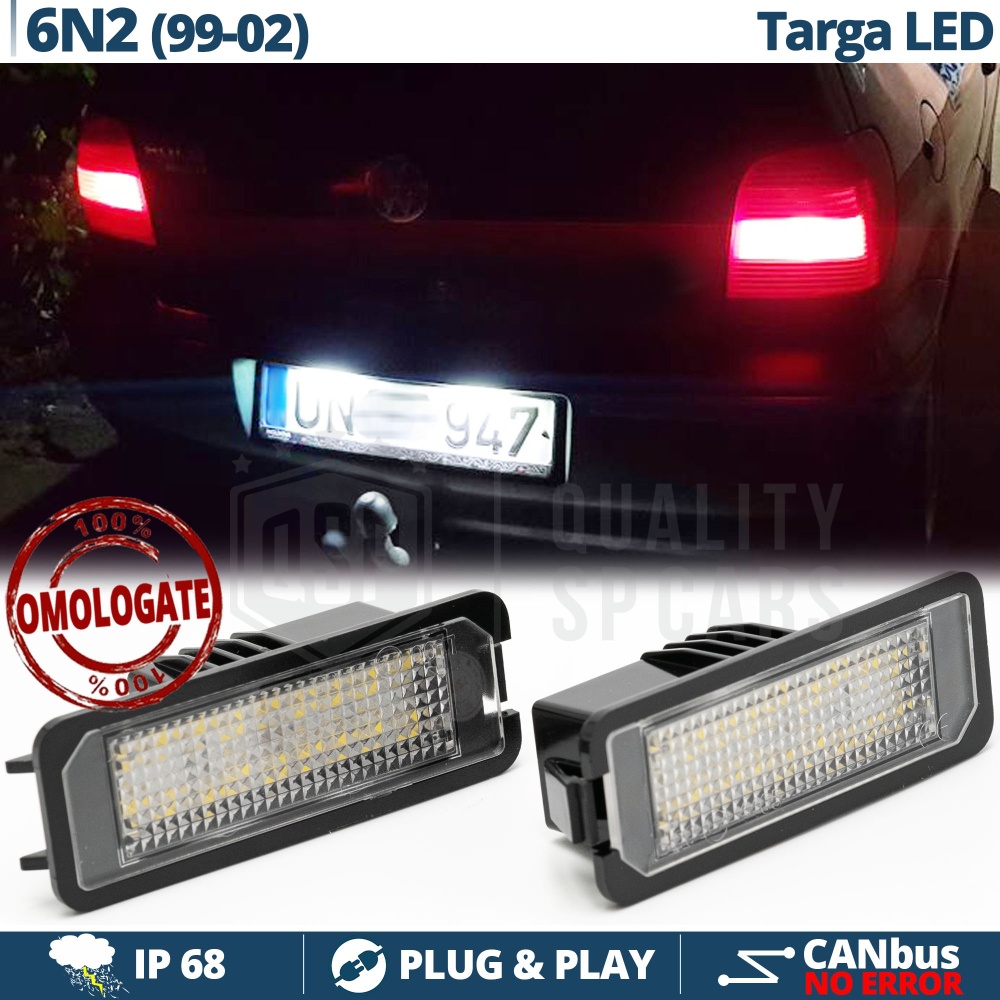 2 Kennzeichen Beleuch LED Lampe fur VW Polo 6N2, 100% CANbus, 18 LED 6.500K Weißes Eis, Plug & Play