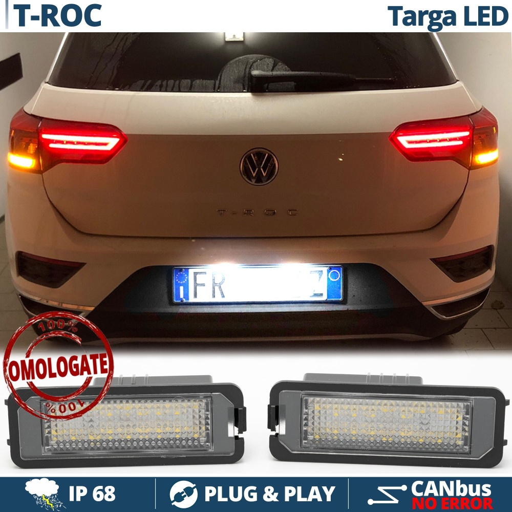 2 Luces de Matricula LED para VW T-Roc, 100% CANbus, 18 LED 6.500K Blanco Frío, Plug & Play 2 Luces de Matricula LED para VW T-Roc, 100% CANbus, 18 LED 6.500K Blanco Frío, Plug & Play