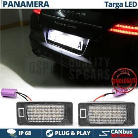 Kit Placche Luci Targa LED per Porsche Panamera, 18 LED 100% CANbus, 6.500K Bianco Ghiaccio, Plug & Play