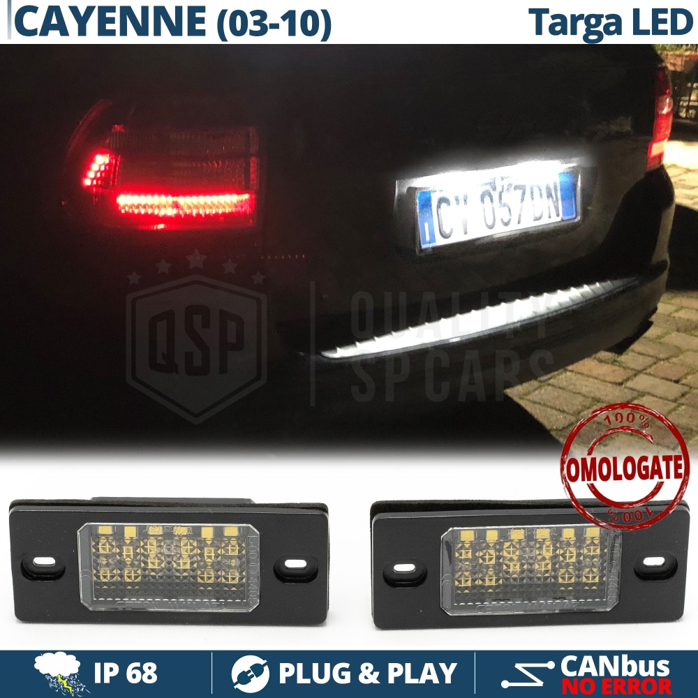 Placchette Luci Targa LED per Porsche Cayenne I | 18 LED 100% CANbus, 6.500K Bianco Ghiaccio | Plug & Play Placchette Luci Targa LED per Porsche Cayenne I | 18 LED 100% CANbus, 6.500K Bianco Ghiaccio | Plug & Play