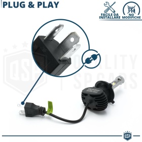1x Bombilla LED H4 Canbus | Luces de Croisement + Route, Faros Led 6500K Luz Blanca 4000LM | Plug & Play