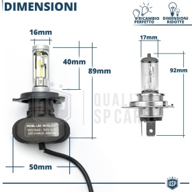 1x Bombilla LED H4 Canbus | Luces de Croisement + Route, Faros Led 6500K Luz Blanca 4000LM | Plug & Play