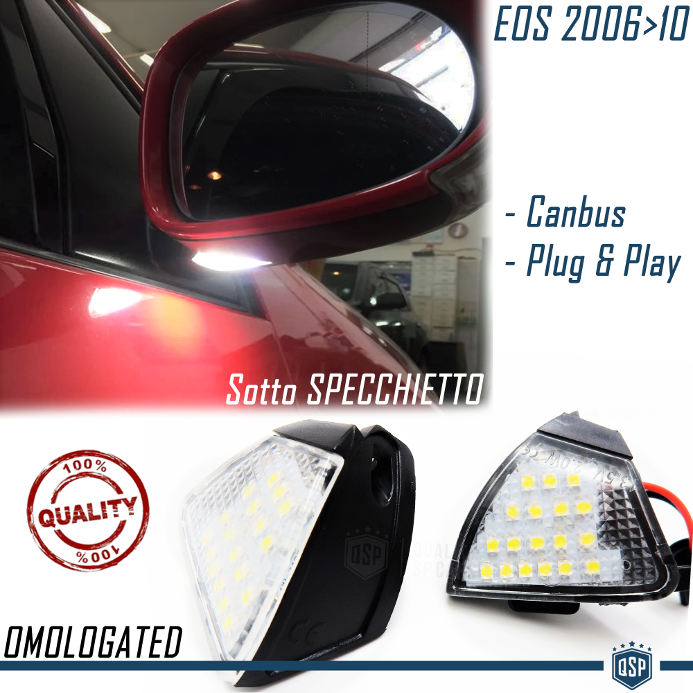 2X Luces LED Charco Debajo Espejos para VW Eos, 18 LED Canbus 6.500K Blanco Frío Plug & Play 2X Luces LED Charco Debajo Espejos para VW Eos, 18 LED Canbus 6.500K Blanco Frío Plug & Play