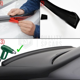 SPOILER Alerón trasero Adhesivo Compatible con FORD, LABIO Maletero / Techo en EPDM NEGRO flexible