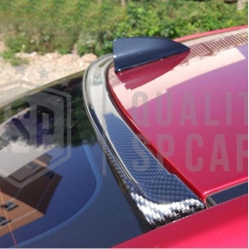 SPOILER Alerón trasero Adhesivo universal para auto, LABIO Maletero / Techo en EPDM Efecto Fibra de Carbono NEGRO flexible