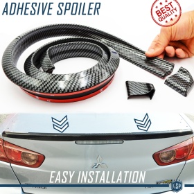 SPOILER Alerón trasero Adhesivo PARA MITSUBISHI LANCER-3000GT, LABIO Maletero / Techo en EPDM Efecto Fibra de Carbono NEGRO flexible