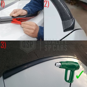SPOILER Alerón trasero Adhesivo Compatibl con SEAT, LABIO Maletero / Techo en EPDM Efecto Fibra de Carbono NEGRO flexible