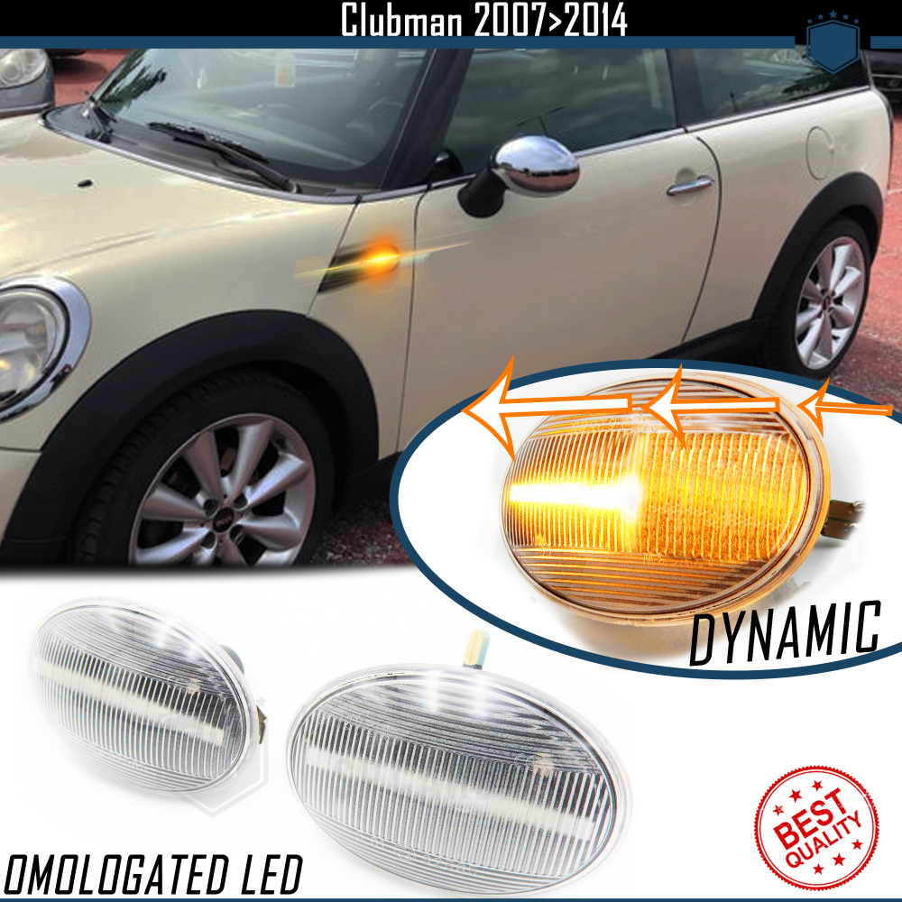 Frecce LED Sequenziali Dinamiche per MINI Clubman (R55) Bianche Laterali, Omologate, CANbus No Error Frecce LED Sequenziali Dinamiche per MINI Clubman (R55) Bianche Laterali, Omologate, CANbus No Error