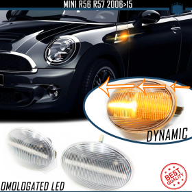 X2 Intermitentes LED Secuenciales para MINI Cooper (R56, R57) Homologados, Lente Blanca, CANBUS No Error