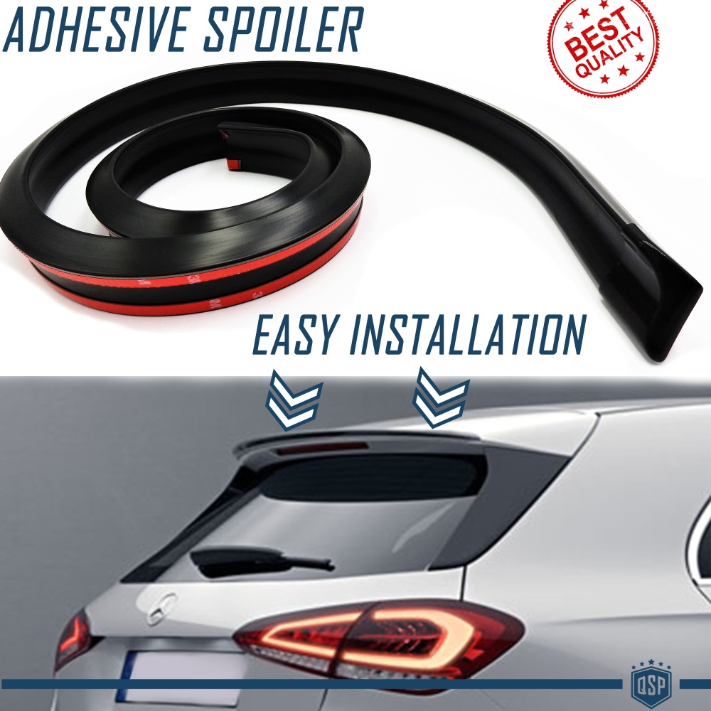 Rear SPOILER For MERCEDES A-B CLASS adhesive, for Trunk / Roof Lip Wing in BLACK EPDM flexible