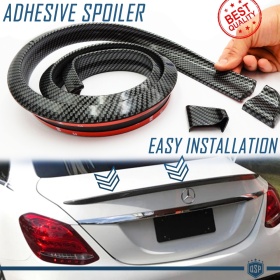 SPOILER Posteriore Per MERCEDES CLASSE C, Cofano Bagagliaio / Tetto Nero Effetto FIBRA DI CARBONIO Adesivo Flessibile in EPDM
