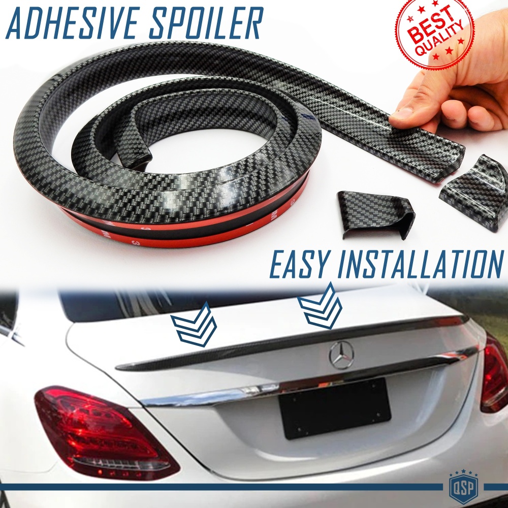 SPOILER Posteriore Per MERCEDES CLASSE C, Cofano Bagagliaio / Tetto Nero Effetto FIBRA DI CARBONIO Adesivo Flessibile in EPDM SPOILER Posteriore Per MERCEDES CLASSE C, Cofano Bagagliaio / Tetto Nero Effetto FIBRA DI CARBONIO Adesivo Flessibile in EPDM