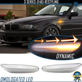 Intermitentes LED Secuenciales para BMW Serie 3 (E46) Facelift Coches Homologados, Lente Blanca, CANBUS No Error