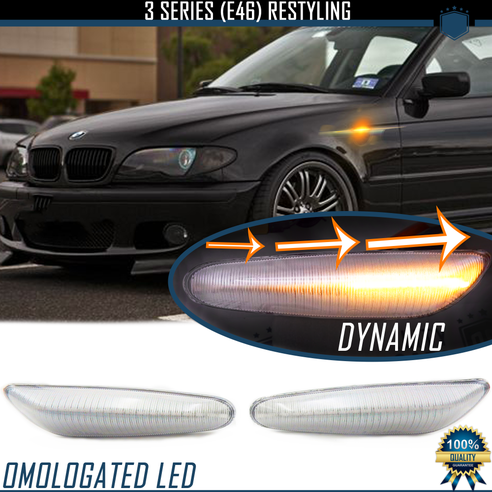 Intermitentes LED Secuenciales para BMW Serie 3 (E46) Facelift Coches Homologados, Lente Blanca, CANBUS No Error Intermitentes LED Secuenciales para BMW Serie 3 (E46) Facelift Coches Homologados, Lente Blanca, CANBUS No Error