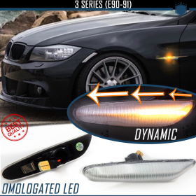 Intermitentes LED Secuenciales para BMW Serie 3 (E90, E91) Coches Homologados, Lente Blanca, CANBUS No Error