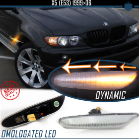 Intermitentes LED Secuenciales para BMW X5 (E53) Coches Homologados, Lente Blanca, CANBUS No Error