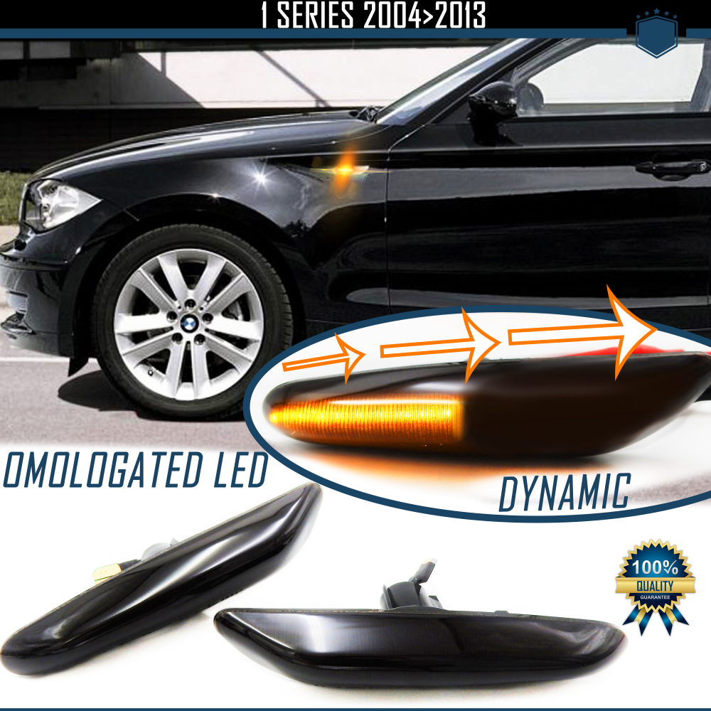 Intermitentes LED Secuenciales para BMW Serie 1 (E87, E81, E82, E88), Homologados, Lente Negra Oscura, CANBUS No Error Intermitentes LED Secuenciales para BMW Serie 1 (E87, E81, E82, E88), Homologados, Lente Negra Oscura, CANBUS No Error